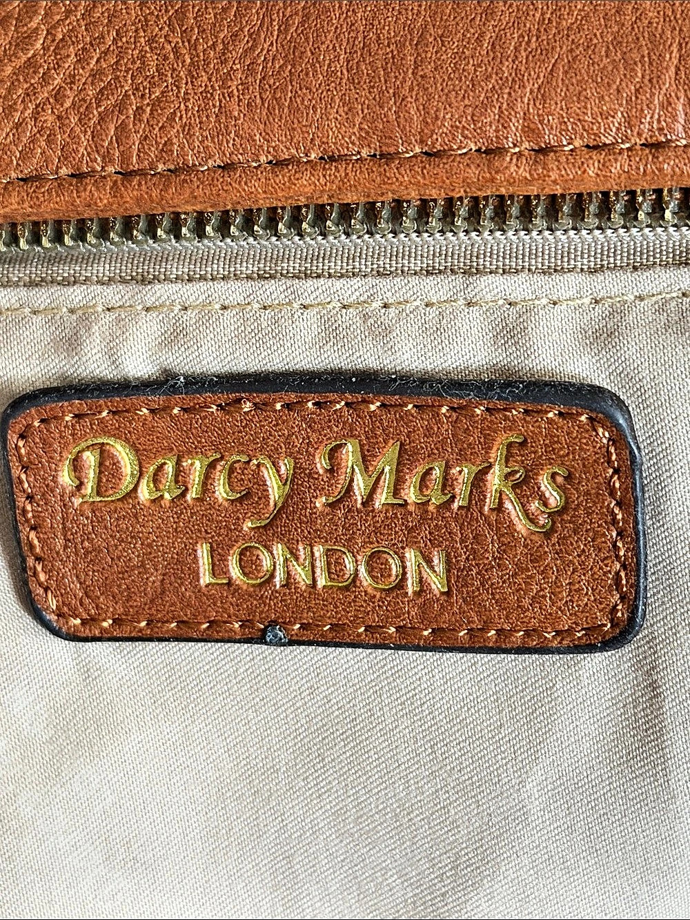 Darcy Marks London Brown tan cognac vegan approved LeatherTote straps 10 1/2” - Picture 15 of 17